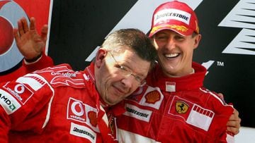Ross Brawn y Schumacher, celebrando un triunfo en Alemania.