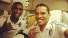 Cristian Zapata y Carlos Bacca, jugadores de la Selecci&oacute;n, ahora en el Milan de Italia.