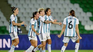 Jugadoras de Argentina en un partido de Copa América Femenina.