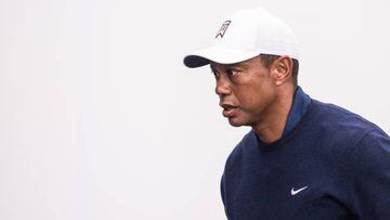 ST ANDREWS, SCOTLAND - JULY 12: Tiger Woods of The United States speaks to the media in a press conference during a practice round prior to The 150th Open at St Andrews Old Course on July 12, 2022 in St Andrews, Scotland.(Photo by Ross Parker/SNS Group via Getty Images)