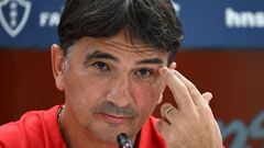 Croatia's coach Zlatko Dalic gives a press conference at the team's Al Erssal training camp in Doha on November 28, 2022, during the Qatar 2022 World Cup football tournament. (Photo by OZAN KOSE / AFP)