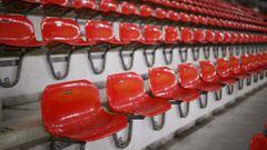 Soccer Football - Ligue 1 - Stade Rennes v Olympique Lyonnais - Roazhon Park, Rennes, France - January 9, 2021 General view of empty seats inside the stadium before the match REUTERS/Stephane Mahe