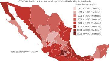 Mapa y casos de coronavirus en México por estados hoy 18 de junio