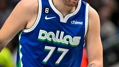 A view of the logo of the new Dallas Mavericks city edition jersey