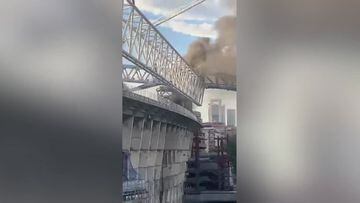 Las imágenes del incendio en las obras del Santiago Bernabéu
