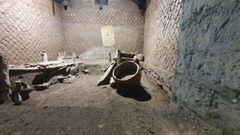 A photo handout on November 6, 2021 by the Pompeii Archaeological Parkp shows &quot;The room of Slaves&quot;, an exceptionally well-preserved room for the slaves who worked in Villa Civita Giuliana in Pompeii, a villa where a ceremonial chariot and a stab