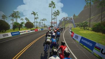Imagen de un recorrido en Zwift durante los Mundiales de Ciclismo Virtual de la UCI