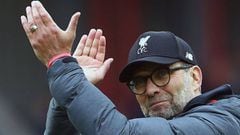 (FILES) In this file photo taken on March 07, 2020 Liverpool&#039;s German manager Jurgen Klopp reacts at the final whistle  during the English Premier League football match between Liverpool and Bournemouth at Anfield in Liverpool, north west England. - 