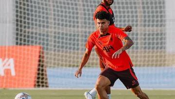 Luis Díaz volvió a entrenamientos en Liverpool. El colombiano hizo parte de la primera práctica del equipo de Jürgen Klopp en Dubái.