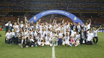 El Real Madrid celebra la Champions ganada en Mil&aacute;n.