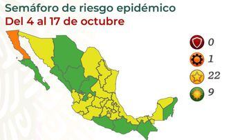 Semáforo COVID en México por estados: así queda el mapa del 4 al 17 de octubre