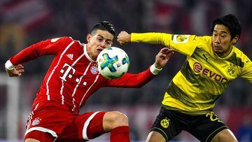 James Rodr&iacute;guez es titular con el Bayern ante el Borussia Dortmund, por los octavos de final de la Copa de Alemania