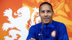 DOHA - Virgil van Dijk of Holland during a media moment of the Dutch national team at the Qatar University training complex on December 7, 2022 in Doha, Qatar. The Dutch national team is preparing for the quarterfinal match against Argentina. ANP KOEN VAN WEEL (Photo by ANP via Getty Images)