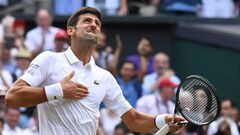 Djokovic celebra una de sus victorias en Wimbledon.
