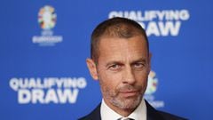 UEFA President Aleksander Ceferin attends the qualifying draw event for the UEFA EURO 2024 football championships, on October 9, 2022 in Frankfurt, Germany. (Photo by Daniel ROLAND / AFP)