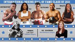 Cartel promocional con el que el Sal&oacute;n de la Fama del Boxeo ha anunciado la entrada de Floyd Mayweather, Laila Ali o Wladimir Klitschko entre otros.