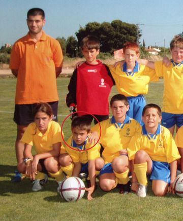 Sergio Reguilón played for Madrid-based side EFM Villalba until he was eight years old. Here he is pictured with his friend Álvaro Tejero (currently on loan from Real Madrid at Albacete)