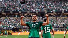 Los Angeles (United States), 16/07/2023.- Henry Martin of Mexico celebrates after scoring during the first half of the CONCACAF Gold Cup final between Panama and Mexico at the SoFi Stadium in Los Angeles, California, USA, 16 July 2023. EFE/EPA/ETIENNE LAURENT
