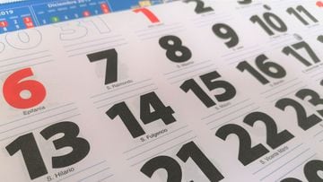 Calendario, almanaque, d&iacute;as festivos EUROPA PRESS 02/11/2020
