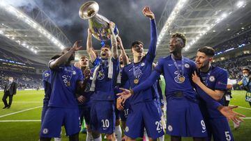 Chelsea celebrate winning the 2020/21 Champions League.