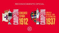 La RFEF reconoce al Levante como campeón de Copa de la República 1937 y al Deportivo de Concurso de España 1912