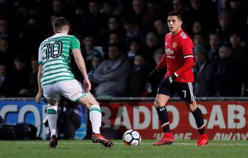 Soccer Football - FA Cup Fourth Round - Yeovil Town vs Manchester United - Huish Park, Yeovil, Britain - January 26, 2018   Manchester United’s Alexis Sanchez in action with Yeovil Town’s Jake Gray     Action Images via Reuters/Paul Childs