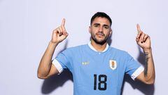 DOHA, QATAR - NOVEMBER 21: Maxi Gomez of Uruguay poses during the official FIFA World Cup Qatar 2022 portrait session on November 21, 2022 in Doha, Qatar. (Photo by Pat Elmont - FIFA/FIFA via Getty Images)