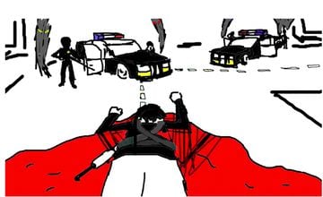 A drawing of a person lying in blood is seen in this still image taken from a video uploaded by Robert (Bob) E. Crimo III, a person of interest in the mass shooting that took place at a Fourth of July parade route in the wealthy Chicago suburb of Highland Park, Illinois, U.S. Robert Crimo/via REUTERS THIS IMAGE HAS BEEN SUPPLIED BY A THIRD PARTY. NO RESALES. NO ARCHIVES.