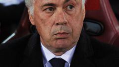 MADRID, SPAIN - JANUARY 07: Head coach Carlo Ancelotti of Real Madrid looks on during the Copa del Rey Round of 16, First Leg match between Club Atletico de Madrid and Real Madrid at Vicente Calderon Stadium on January 7, 2015 in Madrid, Spain.