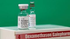 FILE PHOTO: An ampoule of Dexamethasone is seen during the coronavirus disease (COVID-19) outbreak in this picture illustration taken June 17, 2020. REUTERS/Yves Herman/File Photo