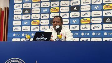 Freddy Hurtado, asistente técnico de la Selección Colombia Sub 20, durante una conferencia de prensa en Bogotá.