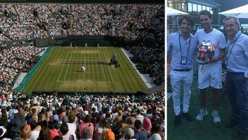 Los Sainz con Nadal despu&eacute;s del partido de Wimbledon ante Muller.
