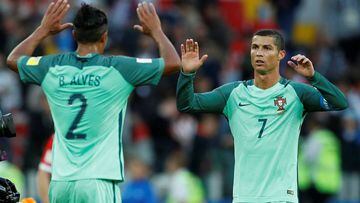 Bruno Alves (left) and Cristiano Ronaldo celebrate Portugal's Confederations Cup win over Russia on Wednesday.