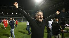 Soccer Football - Ligue 1 - Angers v Lille - Stade Raymond Kopa, Angers, France - May 23, 2021 Lille coach Christophe Galtier celebrates winning Ligue 1 after the match REUTERS/Stephane Mahe