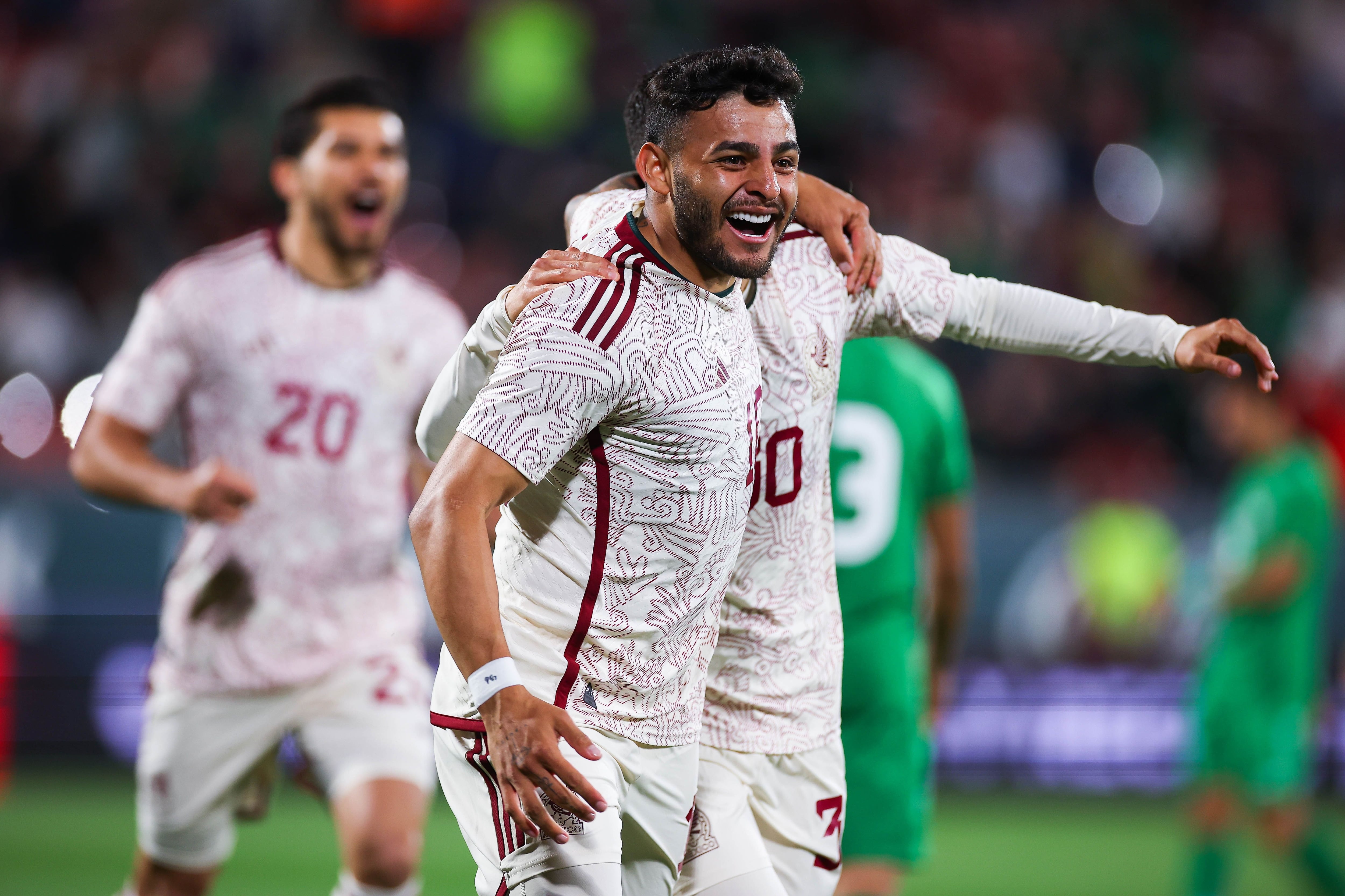 Alexis Vega celebrates his goal 1-0 of Mexico during the game Mexico (Mexican National Team) vs Iraq, friendly match of preparation prior to the start of the FIFA World Cup Qatar 2022, at Montilivi Municipal Stadium, on November 9, 2022.

<br><br>

Alexis Vega celebra su gol 1-0 de Mexico durante el partido Mexico (Seleccion Nacional Mexicana) vs Irak,amistoso de preparacion previo al inicio de la Copa Mundial de la FIFA Qatar 2022, en el Estadio Municipal de Montilivi, el 9 de noviembre de 2022.