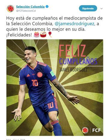 La Selección Colombia también felicitó a uno de los mejores jugadores de la historia. El '10' ya está dentro de los grandes que vistieron la amarilla 