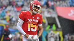 ORLANDO, FL - JANUARY 27: Patrick Mahomes #15 of the Kansas City Chiefs during the 2019 NFL Pro Bowl at Camping World Stadium on January 27, 2019 in Orlando, Florida.   Mark Brown/Getty Images/AFP == FOR NEWSPAPERS, INTERNET, TELCOS &amp; TELEVISION USE ONLY ==