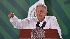 MANZANILLO, MEXICO - NOVEMBER 23: President of Mexico Andrés Manuel López Obrador speaks during the daily briefing on November 23, 2022 in Manzanillo, Mexico. (Photo by Leonardo Montecillo/Agencia Press South/Getty Images)