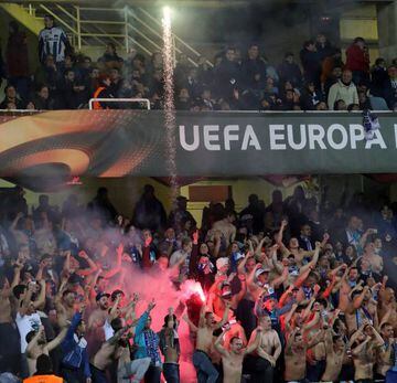 Zenit St Petersburg fans during the Europa League tie at Anoeta.