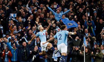 Manchester City's Sergio Aguero celebrates