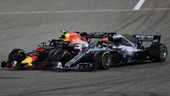 Verstappen y Hamilton. GP de Bahr&eacute;in de F1 2018. 