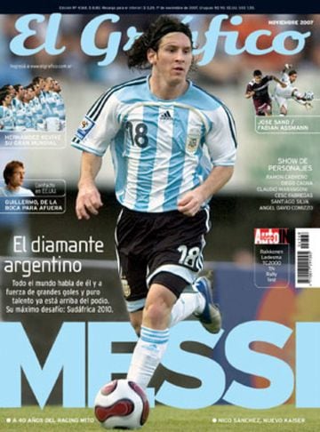 Portada de 2007. Edición con un reportaje sobre Messi. Con 20 años le considerabn un diamante en bruto.