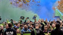 November 10, 2019; Seattle, WA, USA; Seattle Sounders supporters march before the MLS Cup against the Toronto FC at CenturyLink Field. Mandatory Credit: Steven Bisig-USA TODAY Sports