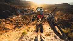 Brett Rheeder carries his bike up the course at Red Bull Rampage in Virgin, Utah, USA on 18 October, 2022. // Paris Gore / Red Bull Content Pool // SI202210190092 // Usage for editorial use only // 