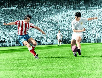 Manuel Sanchis durante un derbi contra el Atlético de Madrid 