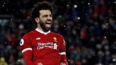 Soccer Football - Premier League - Liverpool vs Watford - Anfield, Liverpool, Britain - March 17, 2018   Liverpool&#039;s Mohamed Salah celebrates scoring their fourth goal   REUTERS/Phil Noble    EDITORIAL USE ONLY. No use with unauthorized audio, video,