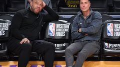 Head coach Darvin Ham and general manager Rob Pelinka of the Los Angeles Lakers