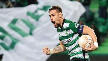 Lisbon (Portugal), 16/02/2023.- Sporting`s Sebastian Coates celebrates scoring the 1-1 goal during the UEFA Europa League soccer match between Sporting and Midtjylland, in Lisbon, Portugal, 16th February 2023. (Lisboa) EFE/EPA/MIGUEL A. LOPES
