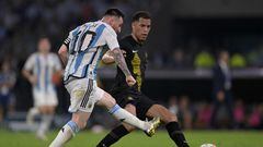 Lionel Messi scored a first half hat trick to surpass 100 goals for Argentina.