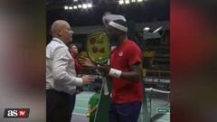 Frances Tiafoe lost his temper in USA’s Davis Cup set tie-break match against Dutch opponent Tallon Griekspoor, causing the umpire to call the game.